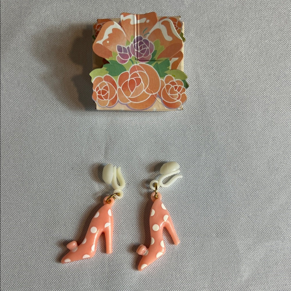 Vintage Barbie Polka Dot Pink High Heel Earrings